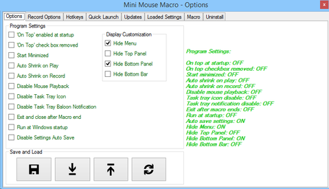 Mini Mouse Macro Display Options
